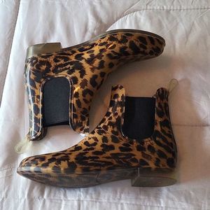 🥳New Sugar Leopard Print Rubber Rain Boots Size 10